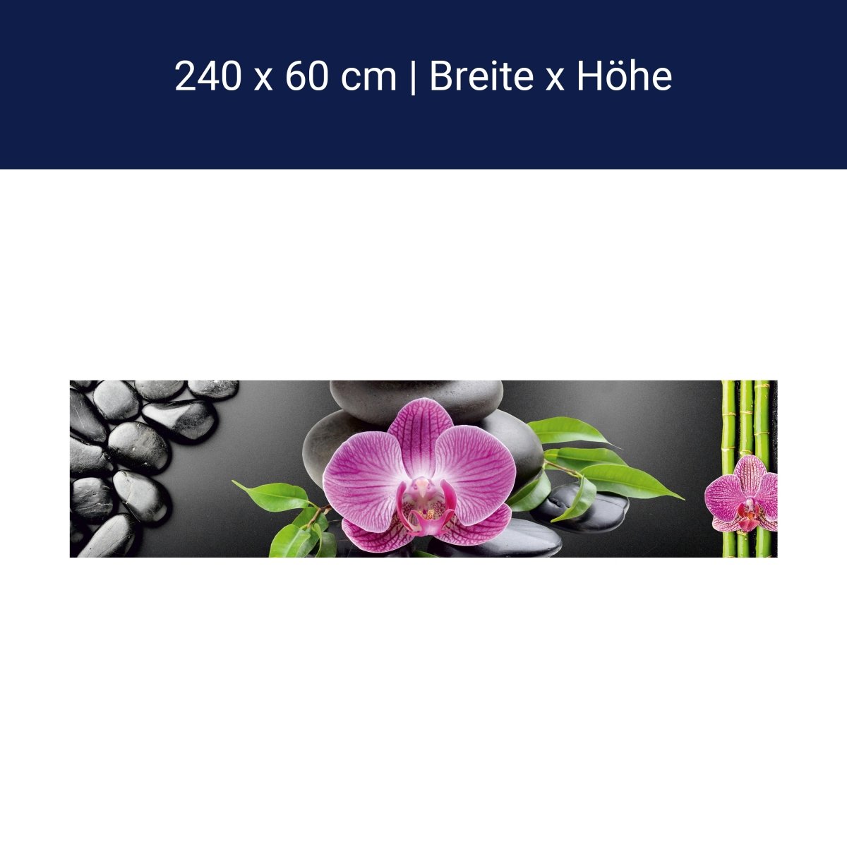 Küchenrückwand Bambus Steine Schwarz Orchidee Magenta M1185