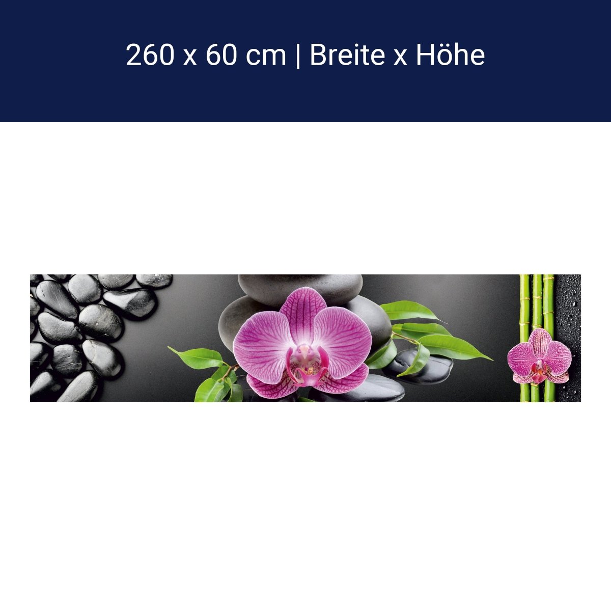 Küchenrückwand Bambus Steine Schwarz Orchidee Magenta M1185