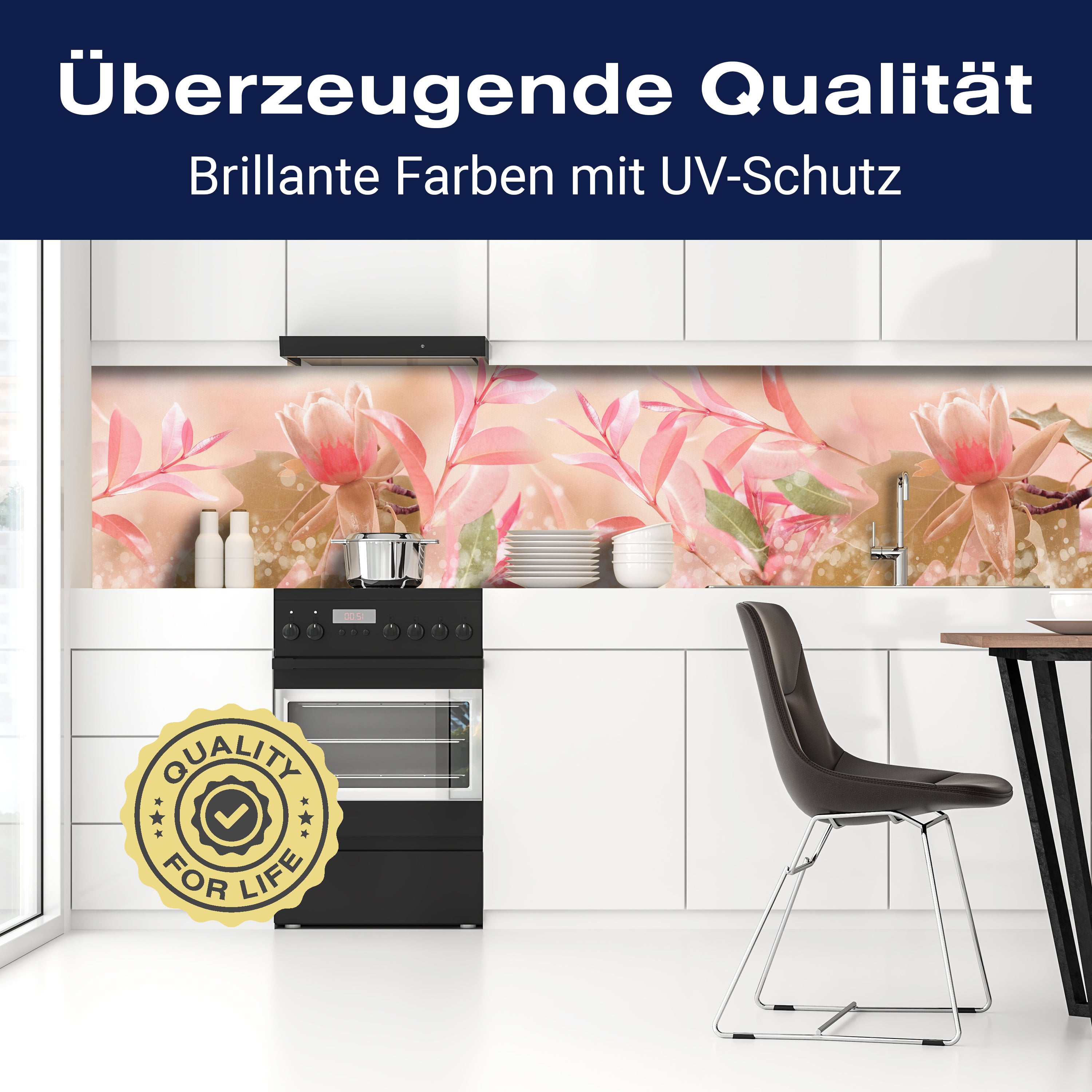 Küchenrückwand Natur Blumen Blätter Rosa Grün Blüten M1188 entdecken - Bild 2 Küchenrückwand Natur Blumen Blätter Rosa Grün Blüten M1188 entdecken - Bild 2