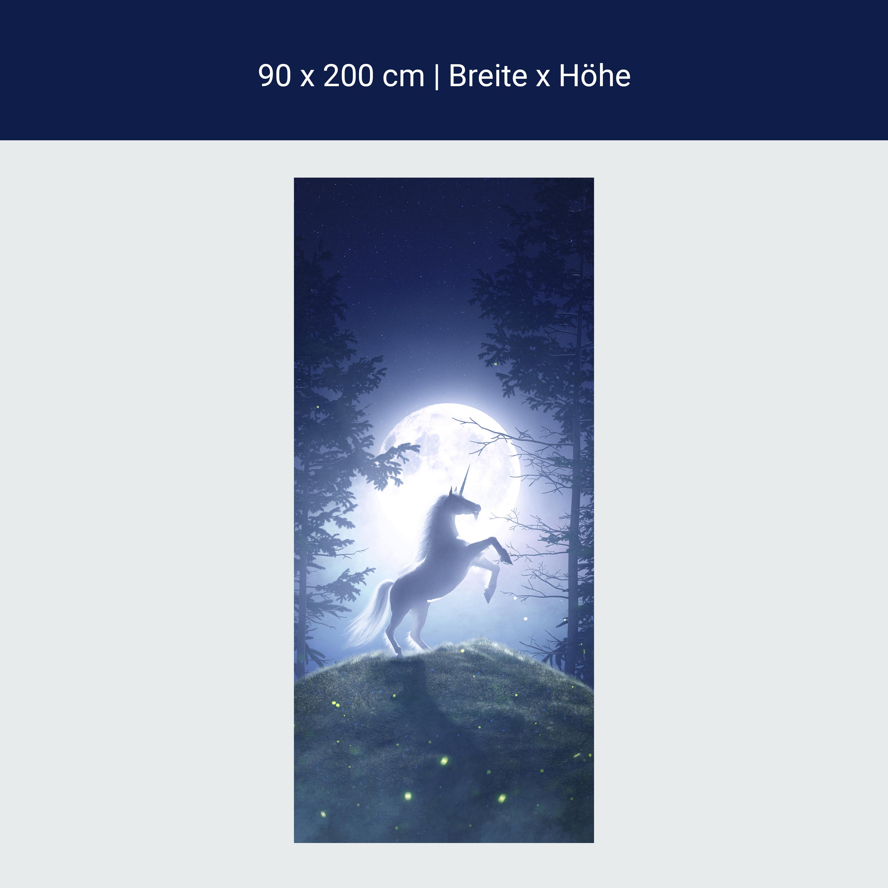 Türtapete Einhorn im Mondschein, Wald, Nacht M1188