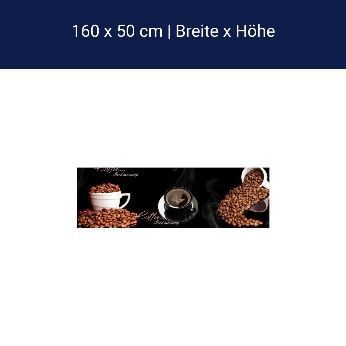 Küchenrückwand Kaffee Kaffeebohnen Tassen Schwarz M1192