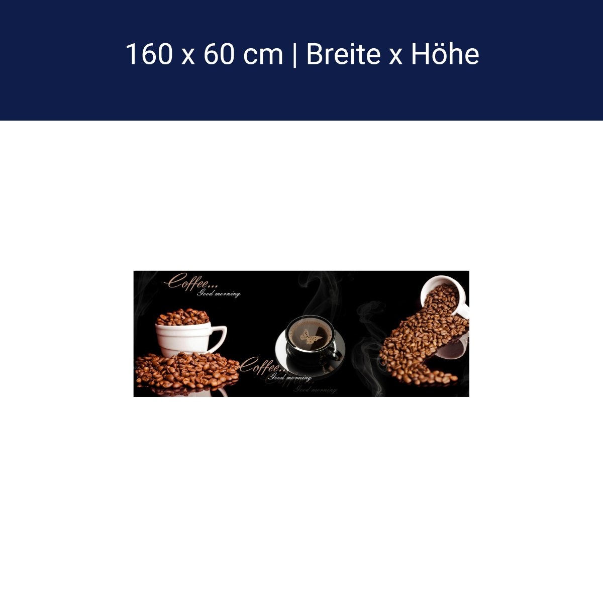 Küchenrückwand Kaffee Kaffeebohnen Tassen Schwarz M1192