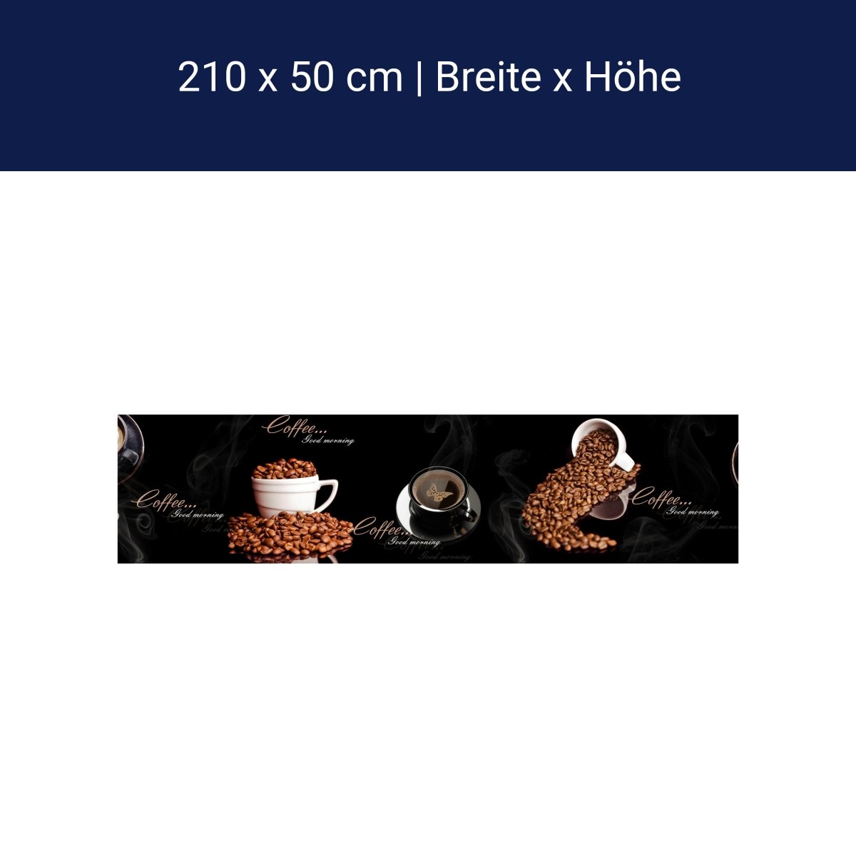 Küchenrückwand Kaffee Kaffeebohnen Tassen Schwarz M1192