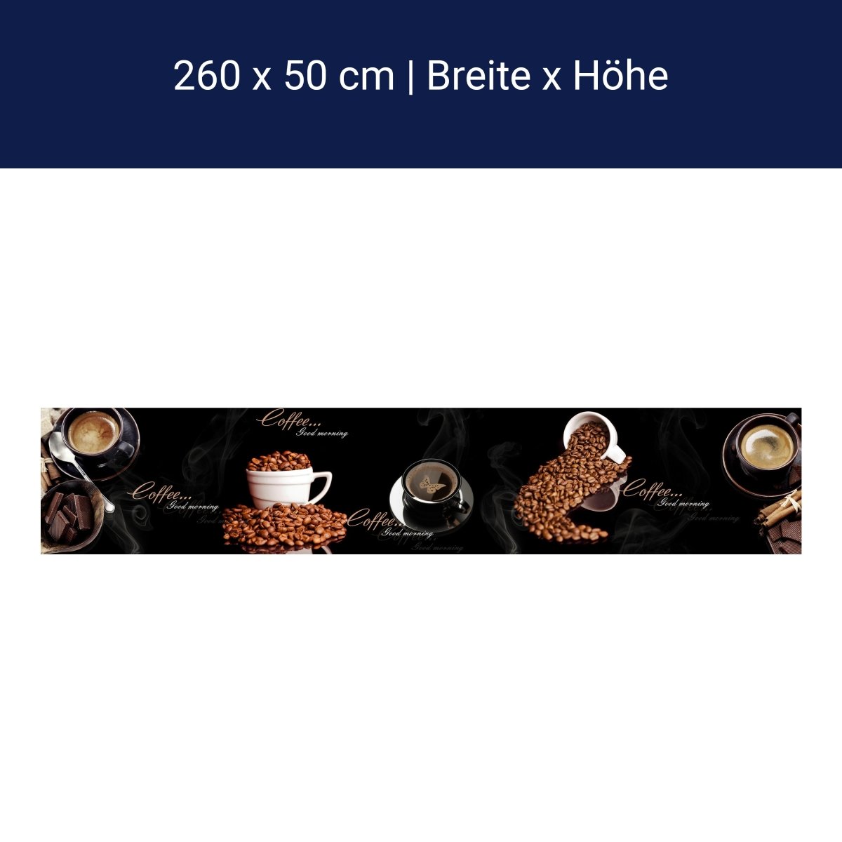 Küchenrückwand Kaffee Kaffeebohnen Tassen Schwarz M1192