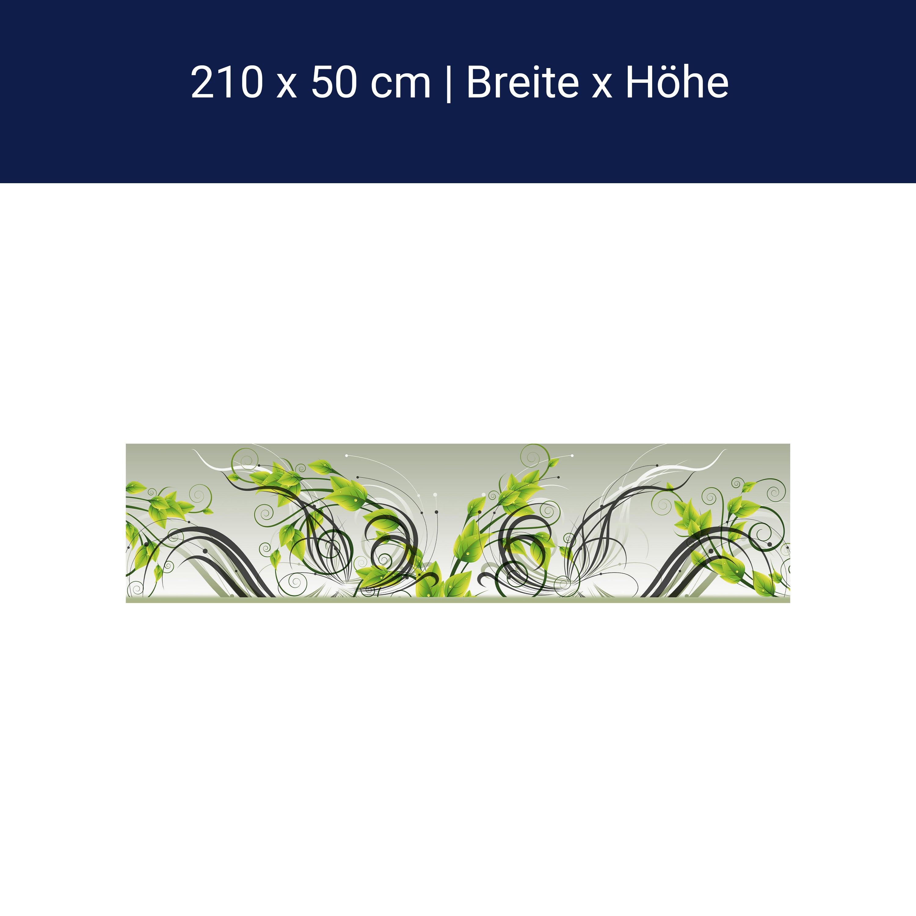 Küchenrückwand Tribal Blätter Grün Verlauf Ranken M1195 Küchenrückwand Tribal Blätter Grün Verlauf Ranken M1195