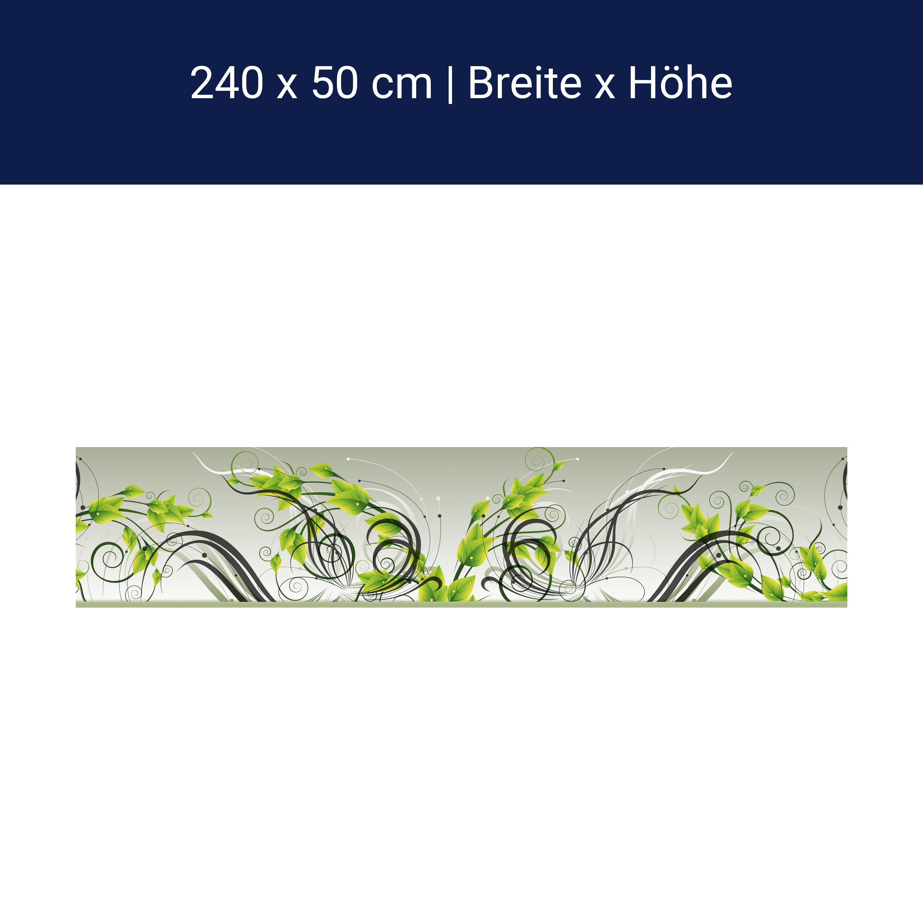 Küchenrückwand Tribal Blätter Grün Verlauf Ranken M1195 Küchenrückwand Tribal Blätter Grün Verlauf Ranken M1195