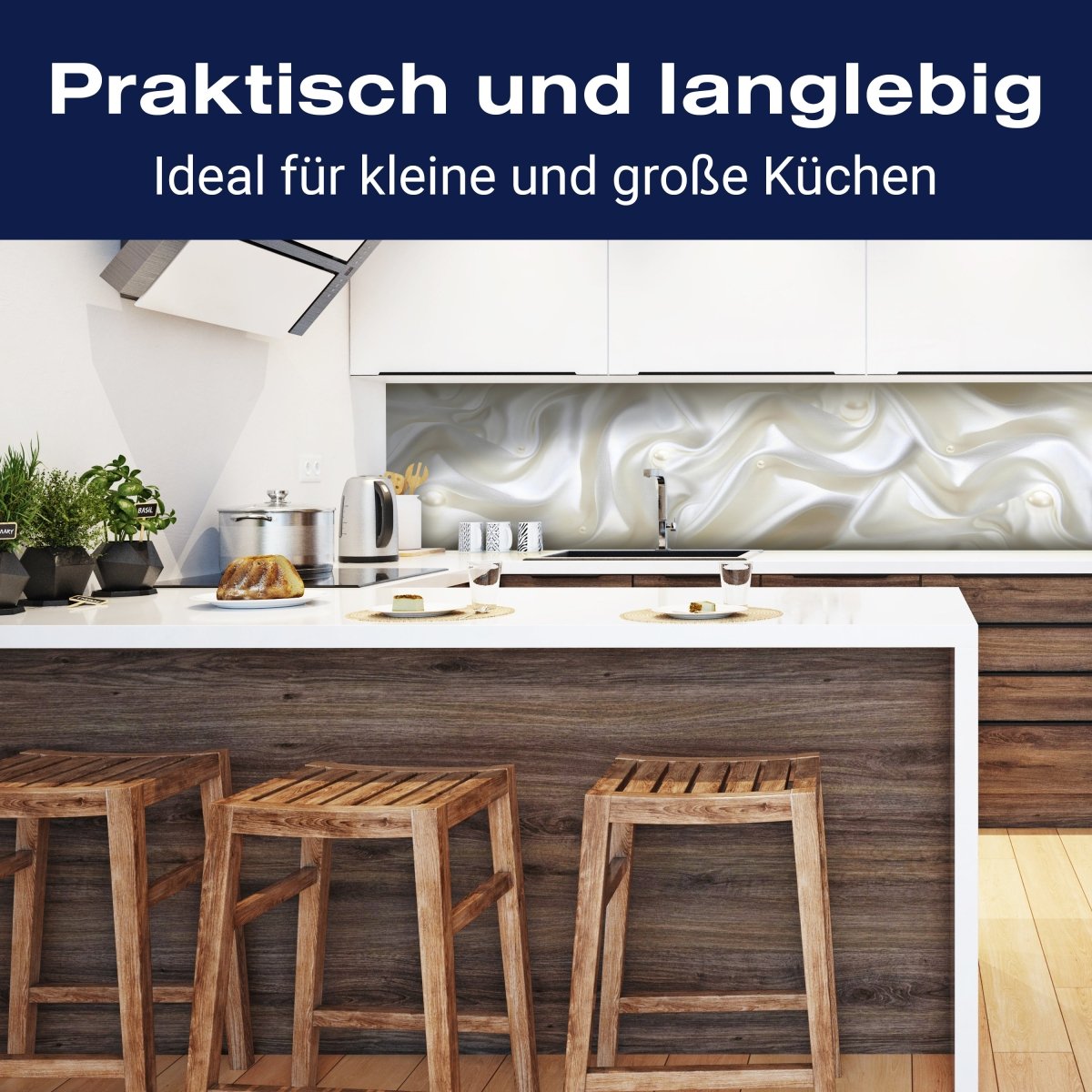 Küchenrückwand Stoff Seide Perlen Creme Falten weiß M1197 entdecken - Bild 3 Küchenrückwand Stoff Seide Perlen Creme Falten weiß M1197 entdecken - Bild 3