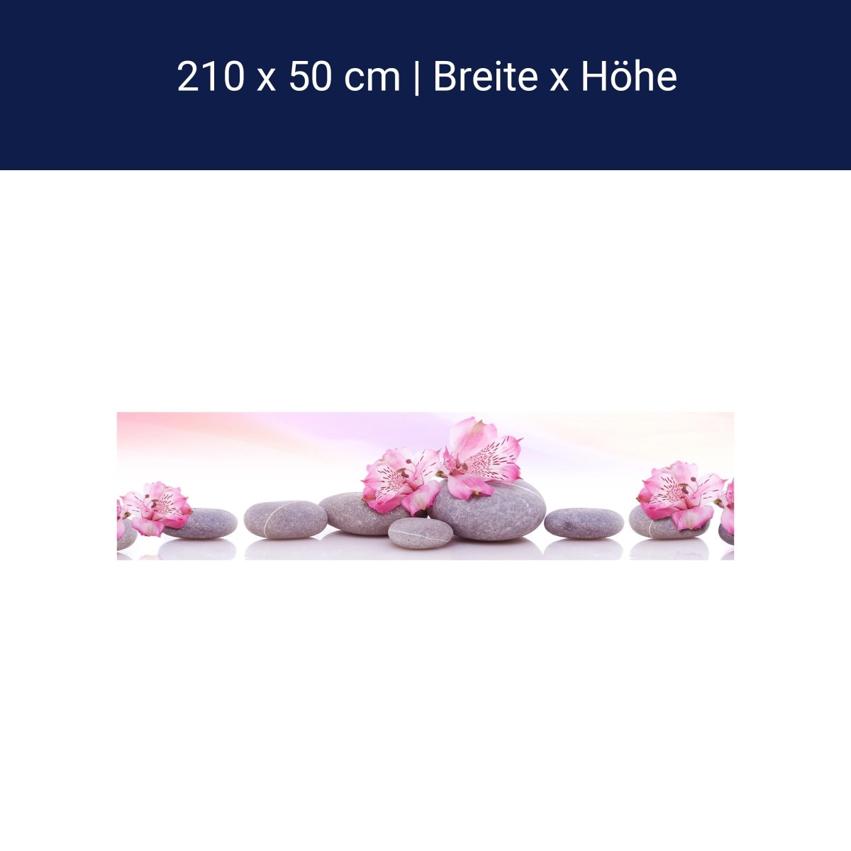 Küchenrückwand Steine Linien Spiegelung Rosa Blüten M1198