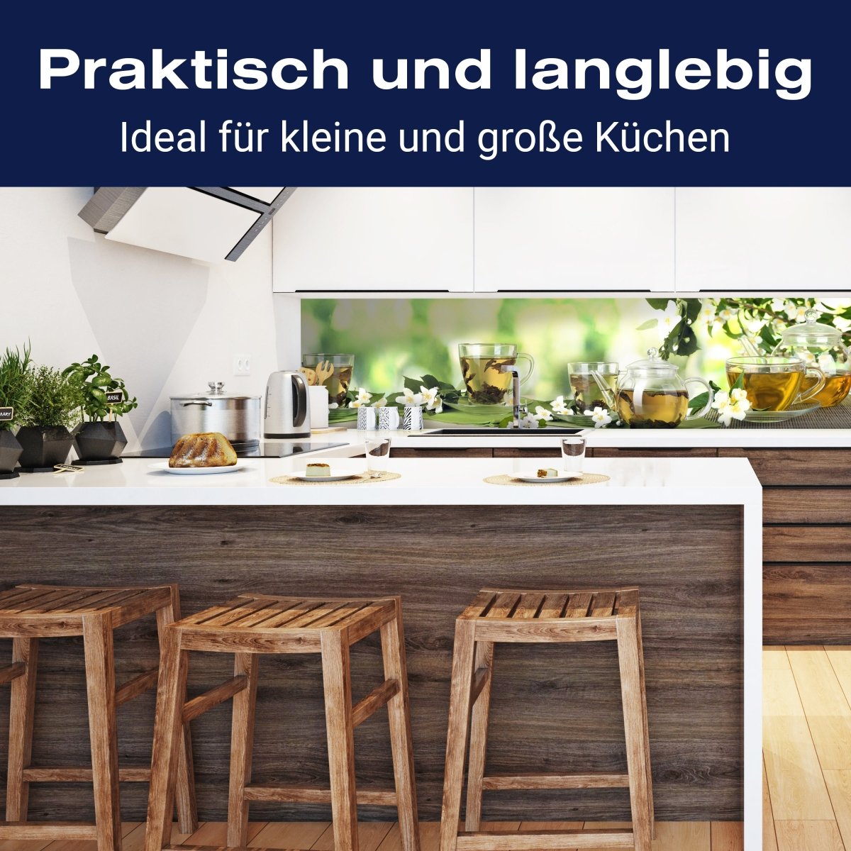 Küchenrückwand Tee Gläser Kanne Blüten Grün Blätter M1200 entdecken - Bild 3 Küchenrückwand Tee Gläser Kanne Blüten Grün Blätter M1200 entdecken - Bild 3