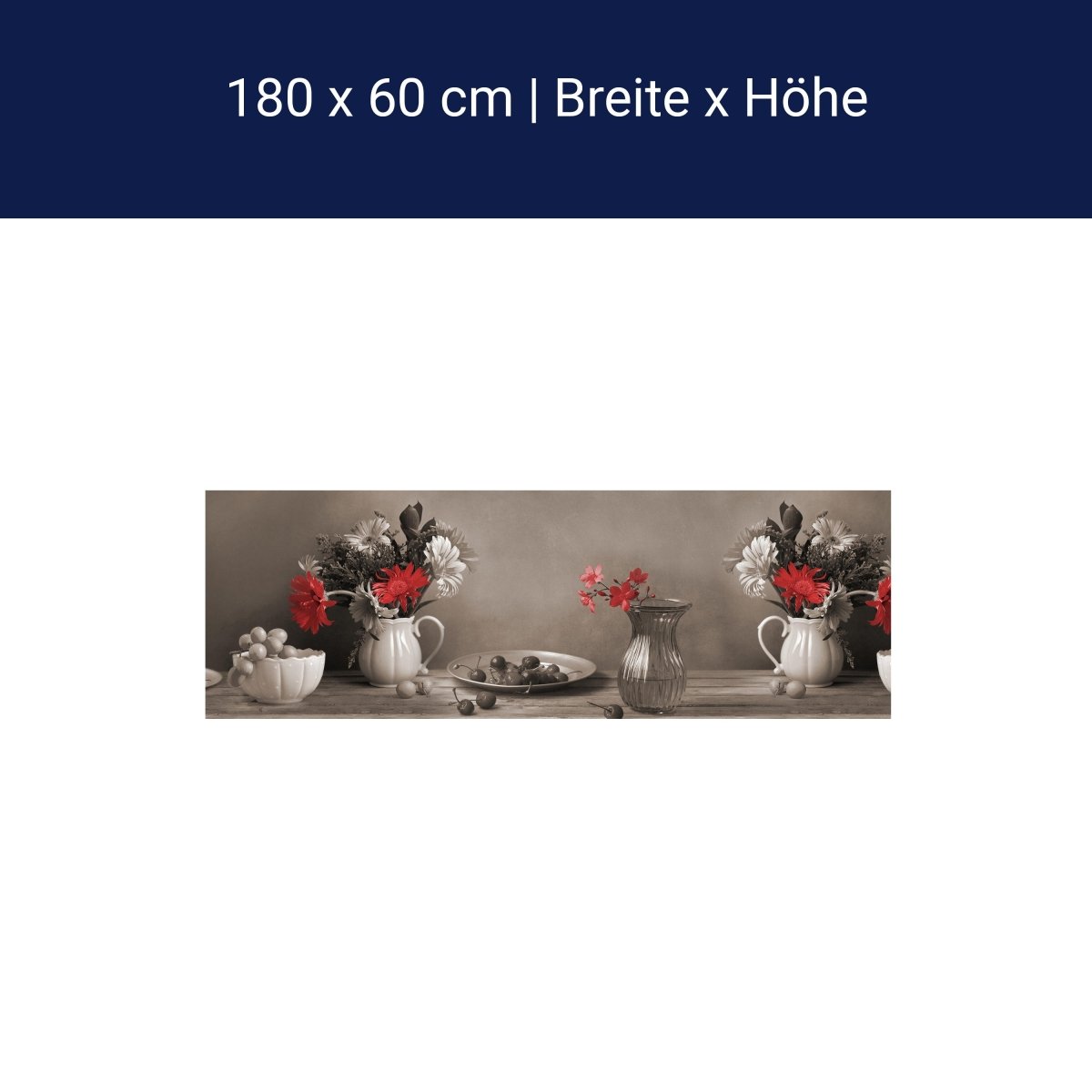 Küchenrückwand Tisch Kischen Sepia Porzellan Blumen M1203 Küchenrückwand Tisch Kischen Sepia Porzellan Blumen M1203