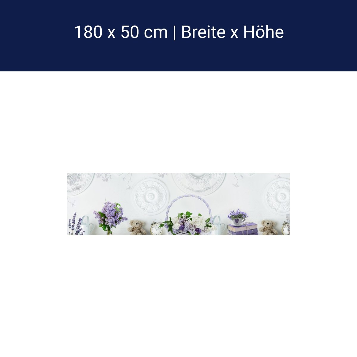 Küchenrückwand Flieder Lila Korb Bücher Stuck Weiß M1210 Küchenrückwand Flieder Lila Korb Bücher Stuck Weiß M1210