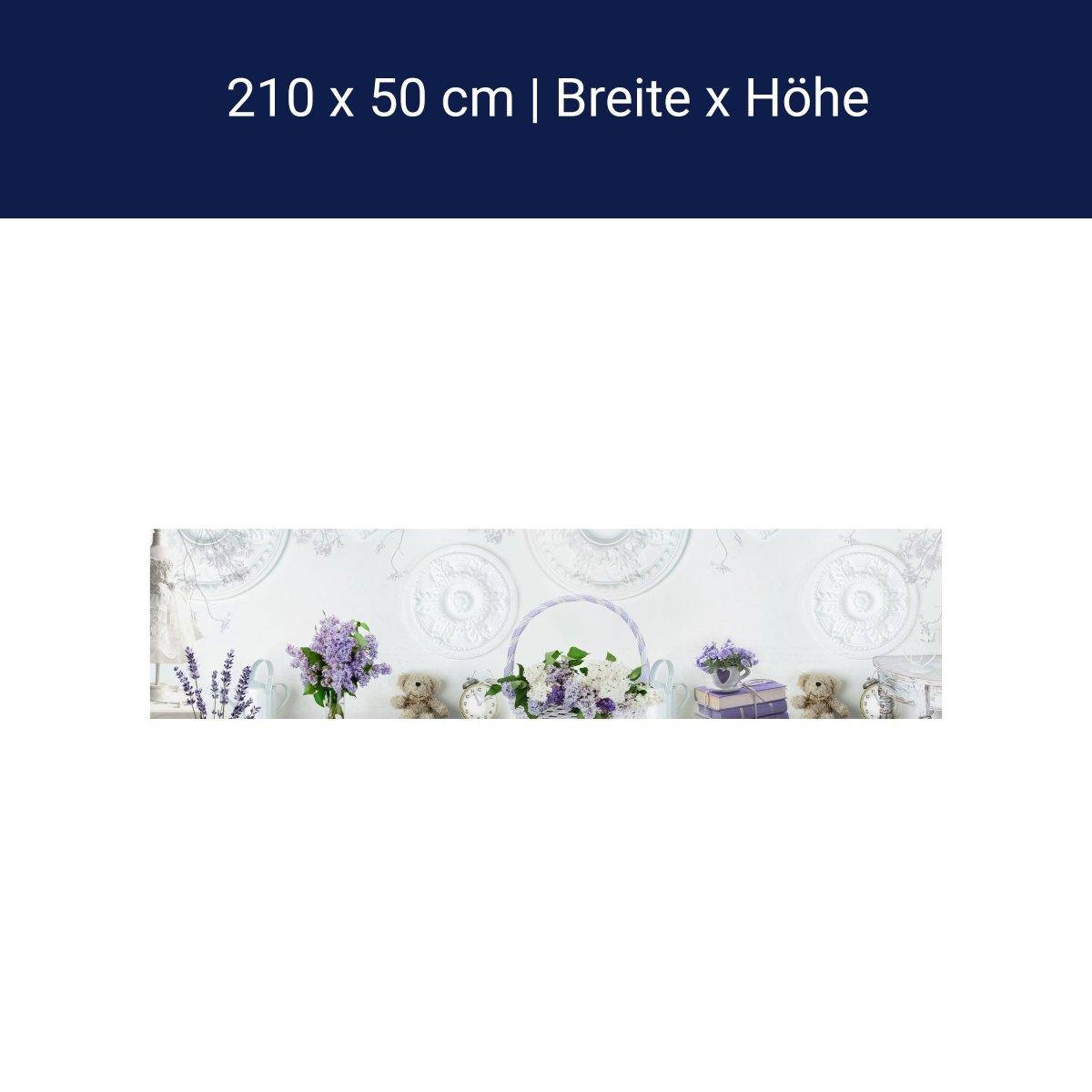 Küchenrückwand Flieder Lila Korb Bücher Stuck Weiß M1210 Küchenrückwand Flieder Lila Korb Bücher Stuck Weiß M1210