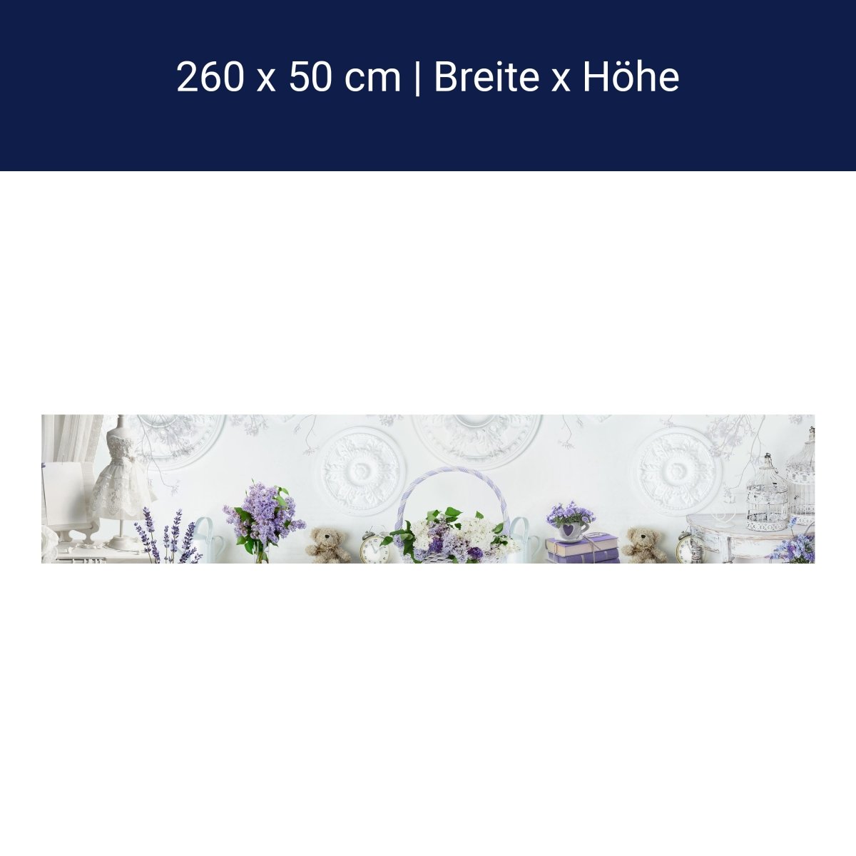 Küchenrückwand Flieder Lila Korb Bücher Stuck Weiß M1210 Küchenrückwand Flieder Lila Korb Bücher Stuck Weiß M1210