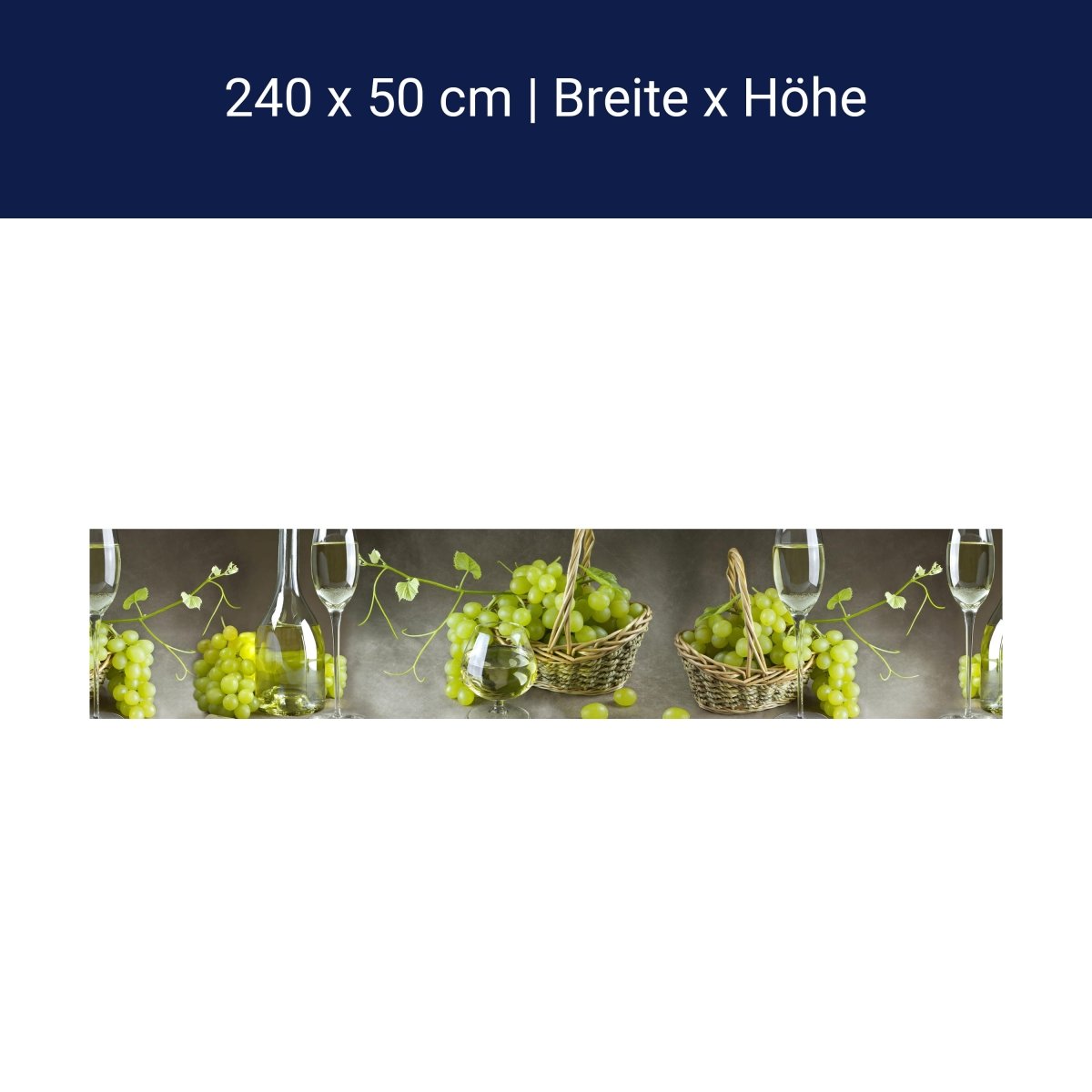 Küchenrückwand Weintrauben Gläser Körbe Korken Grün M1233 Küchenrückwand Weintrauben Gläser Körbe Korken Grün M1233