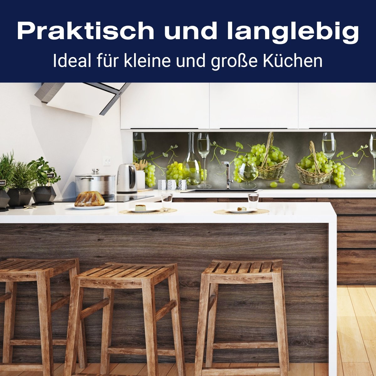 Küchenrückwand Weintrauben Gläser Körbe Korken Grün M1233 entdecken - Bild 3 Küchenrückwand Weintrauben Gläser Körbe Korken Grün M1233 entdecken - Bild 3