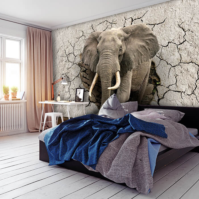 Fototapete Elefant 3D Wanddurchbruch M1238 - Bild 1