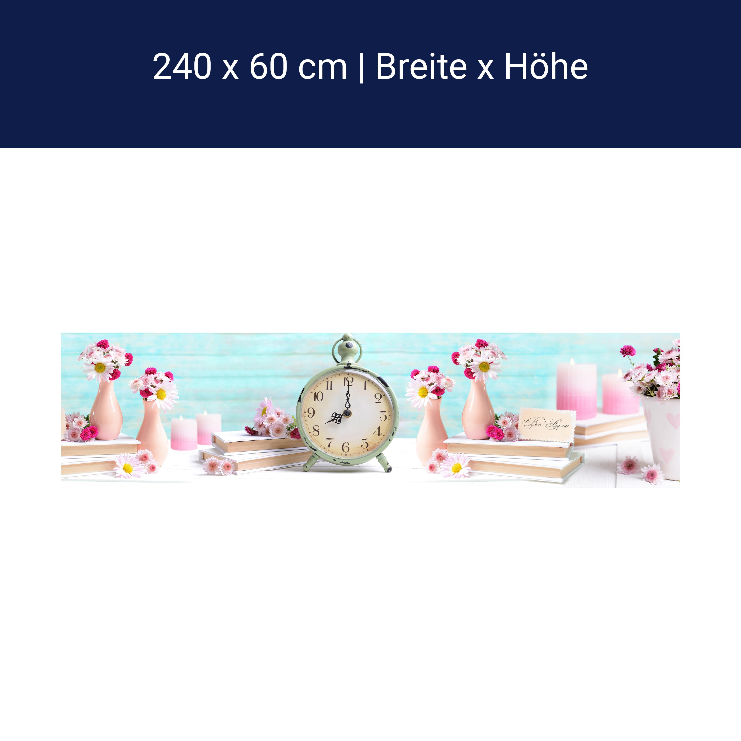 Küchenrückwand Wecker Uhr Blumen Vasen Blüten Bücher M1246 Küchenrückwand Wecker Uhr Blumen Vasen Blüten Bücher M1246