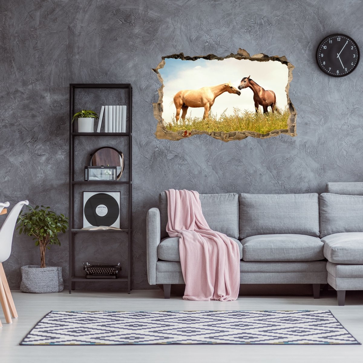 3D-Wandsticker Pferde auf der Weide, Tier, Wiese, Pferd - Wandtattoo M1251