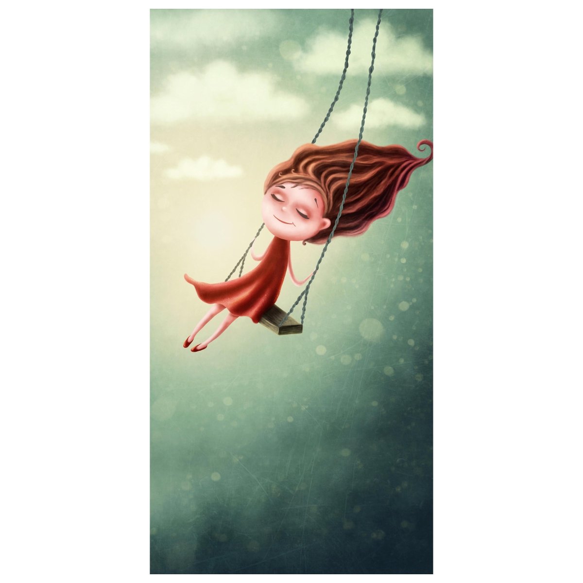 Türtapete Mädchen, Schaukel, Himmel, Illustration M1258 - Bild 2