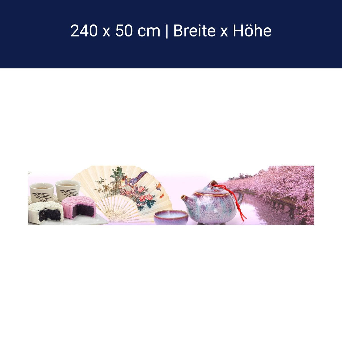Küchenrückwand Teekanne Kuchen Teetassen Fächer M1259 Küchenrückwand Teekanne Kuchen Teetassen Fächer M1259