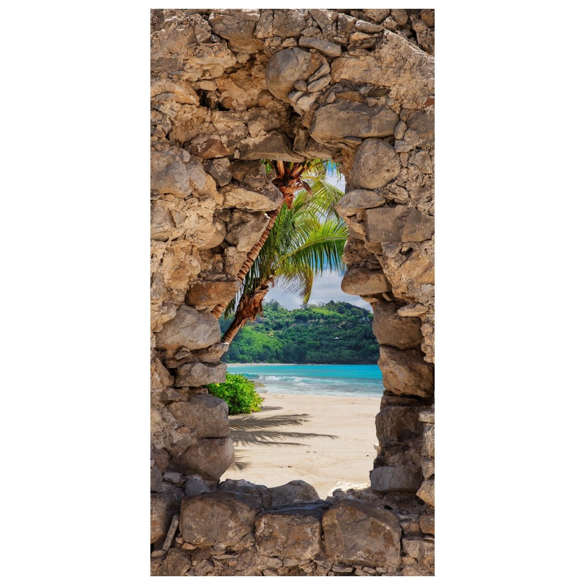 Türtapete 3D Steine, Palmen, Insel, Strand, Meer M1270 - Bild 2