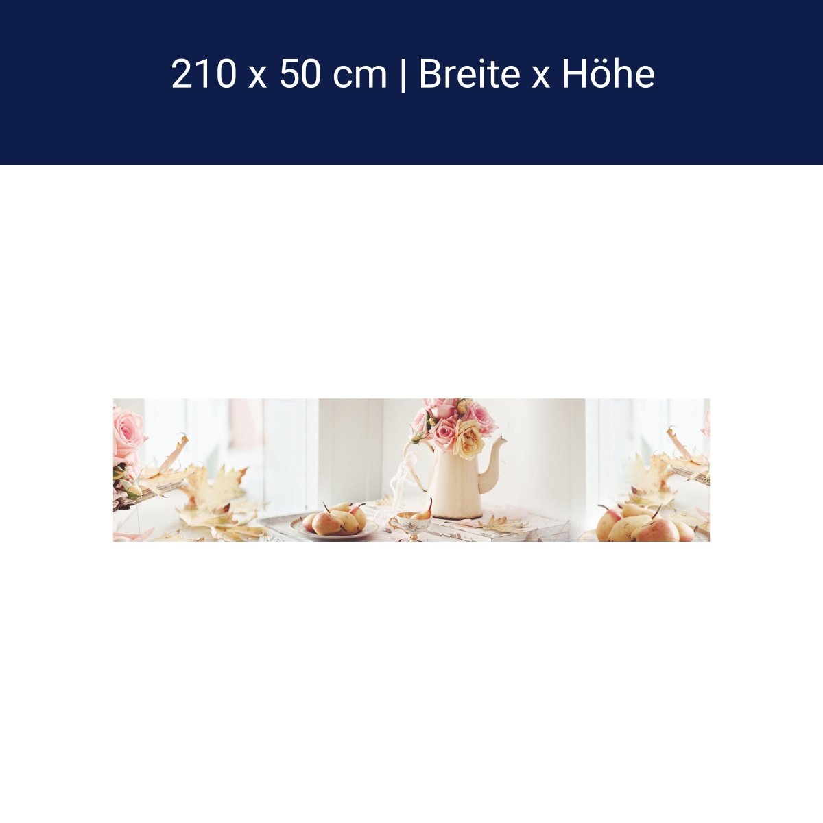 Küchenrückwand Rosen Kanne Birnen Blütenblätter Bücher M1273 Küchenrückwand Rosen Kanne Birnen Blütenblätter Bücher M1273