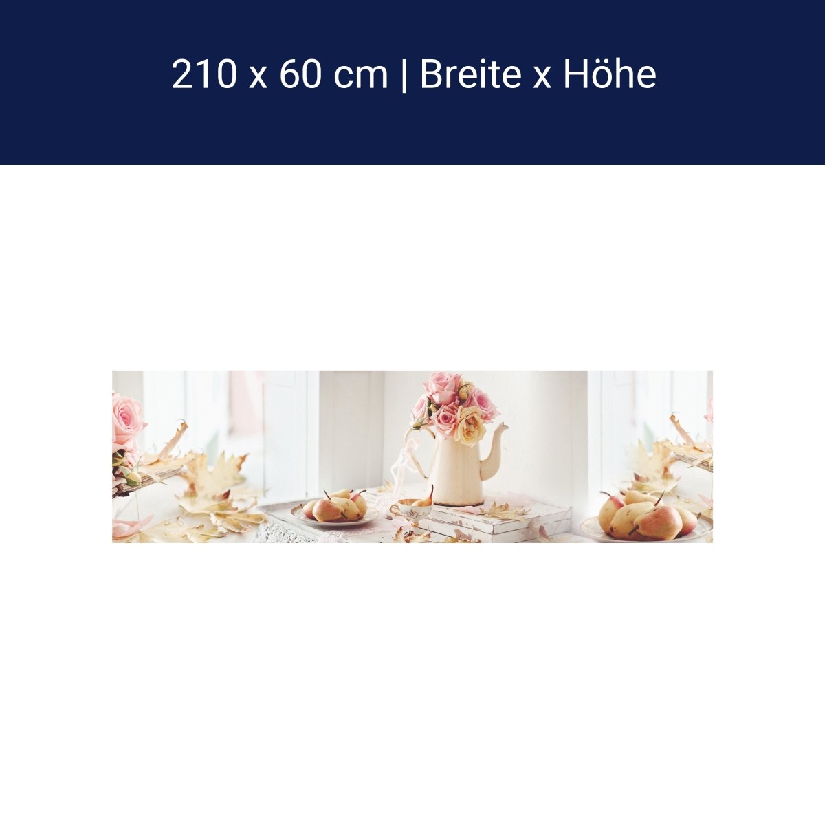 Küchenrückwand Rosen Kanne Birnen Blütenblätter Bücher M1273 Küchenrückwand Rosen Kanne Birnen Blütenblätter Bücher M1273