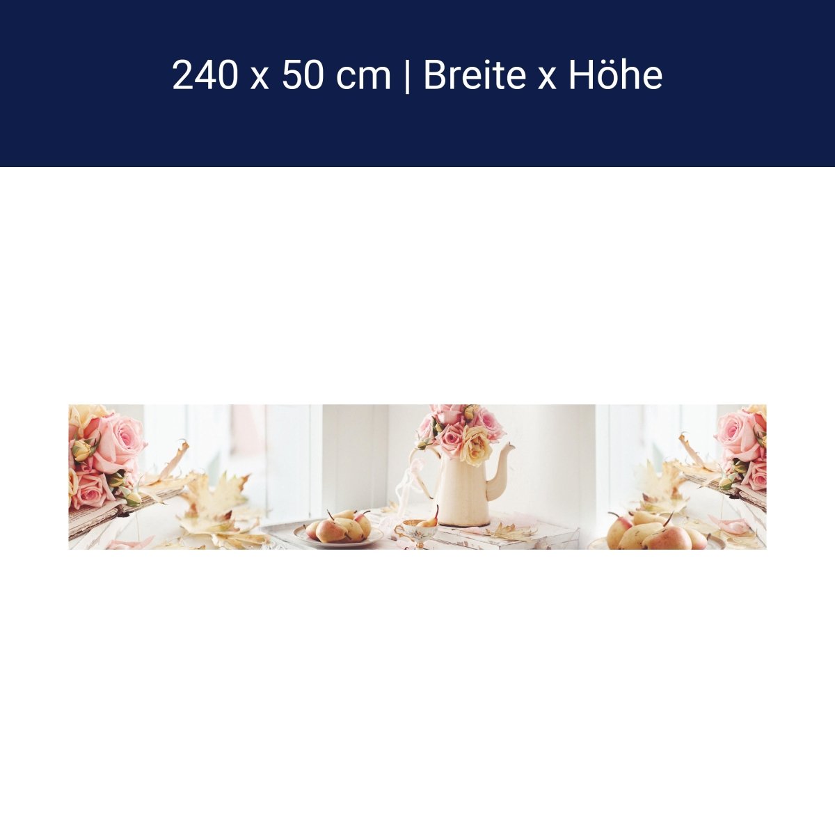 Küchenrückwand Rosen Kanne Birnen Blütenblätter Bücher M1273 Küchenrückwand Rosen Kanne Birnen Blütenblätter Bücher M1273