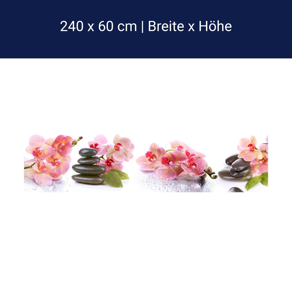 Küchenrückwand Orchidee Blätter Steine Wasser M1280