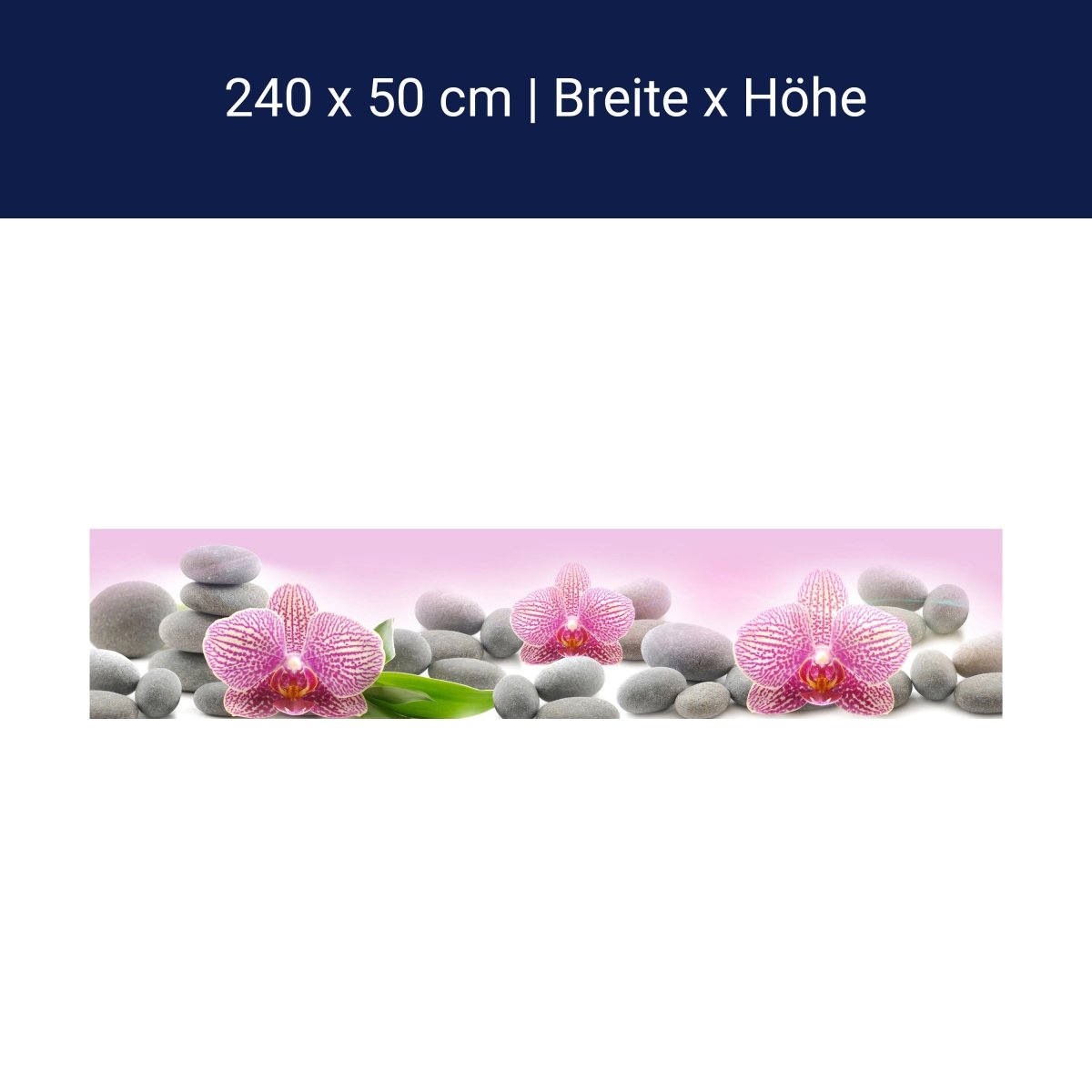 Küchenrückwand Orchidee Blätter Steine Rosa M1291