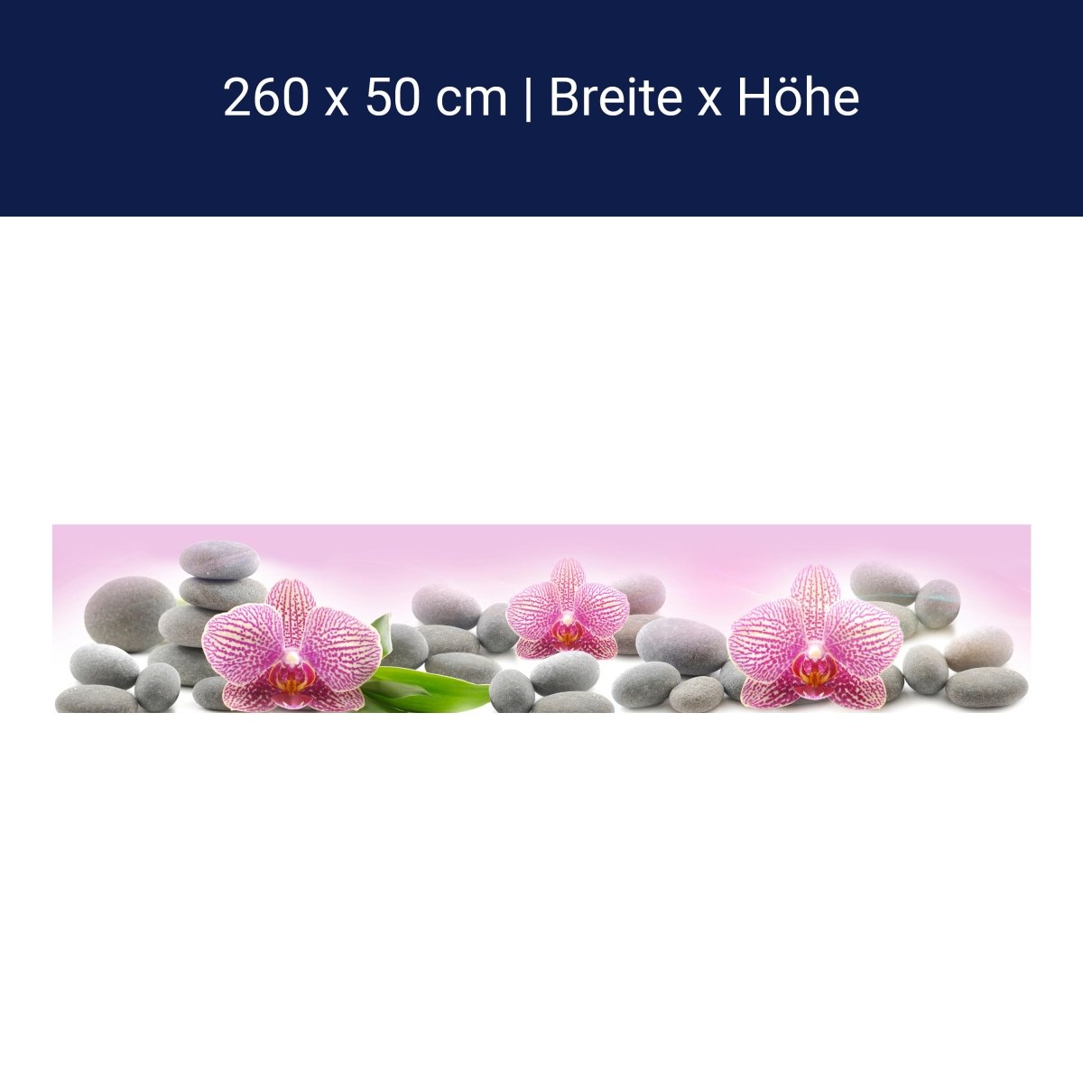 Küchenrückwand Orchidee Blätter Steine Rosa M1291