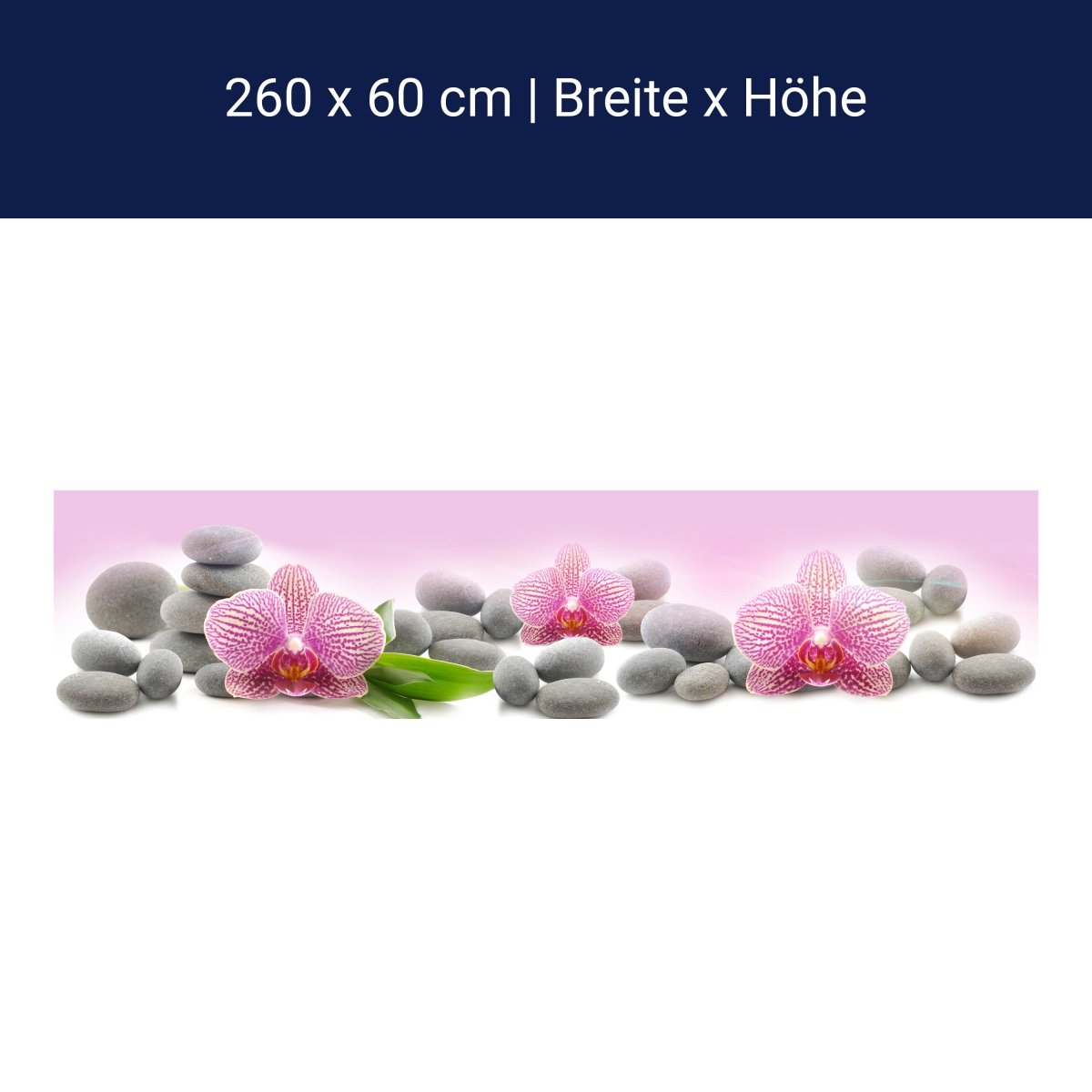 Küchenrückwand Orchidee Blätter Steine Rosa M1291