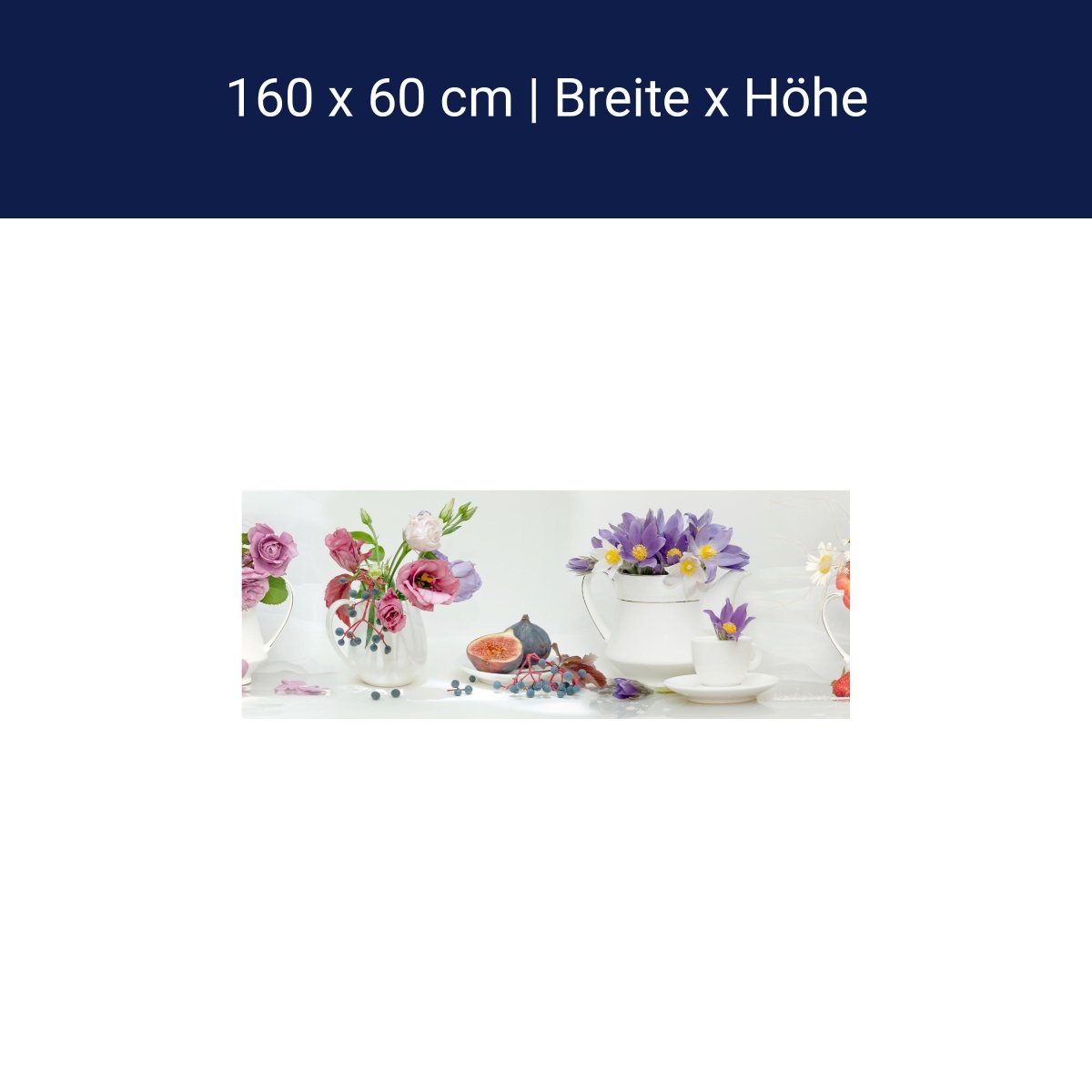 Küchenrückwand Erdbeeren Blumen Tassen Kannen Feige M1315 Küchenrückwand Erdbeeren Blumen Tassen Kannen Feige M1315