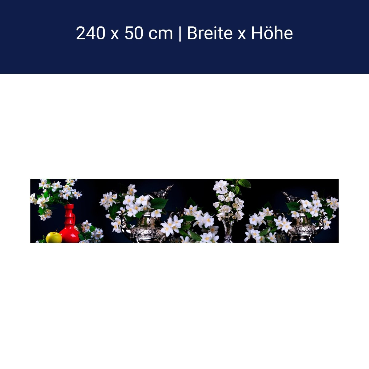 Küchenrückwand Apfel Vasen Zweige Blätter M1327 Küchenrückwand Apfel Vasen Zweige Blätter M1327