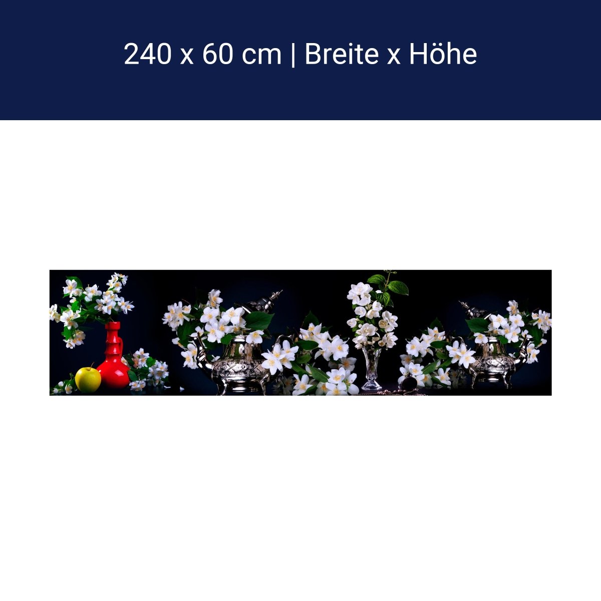 Küchenrückwand Apfel Vasen Zweige Blätter M1327 Küchenrückwand Apfel Vasen Zweige Blätter M1327