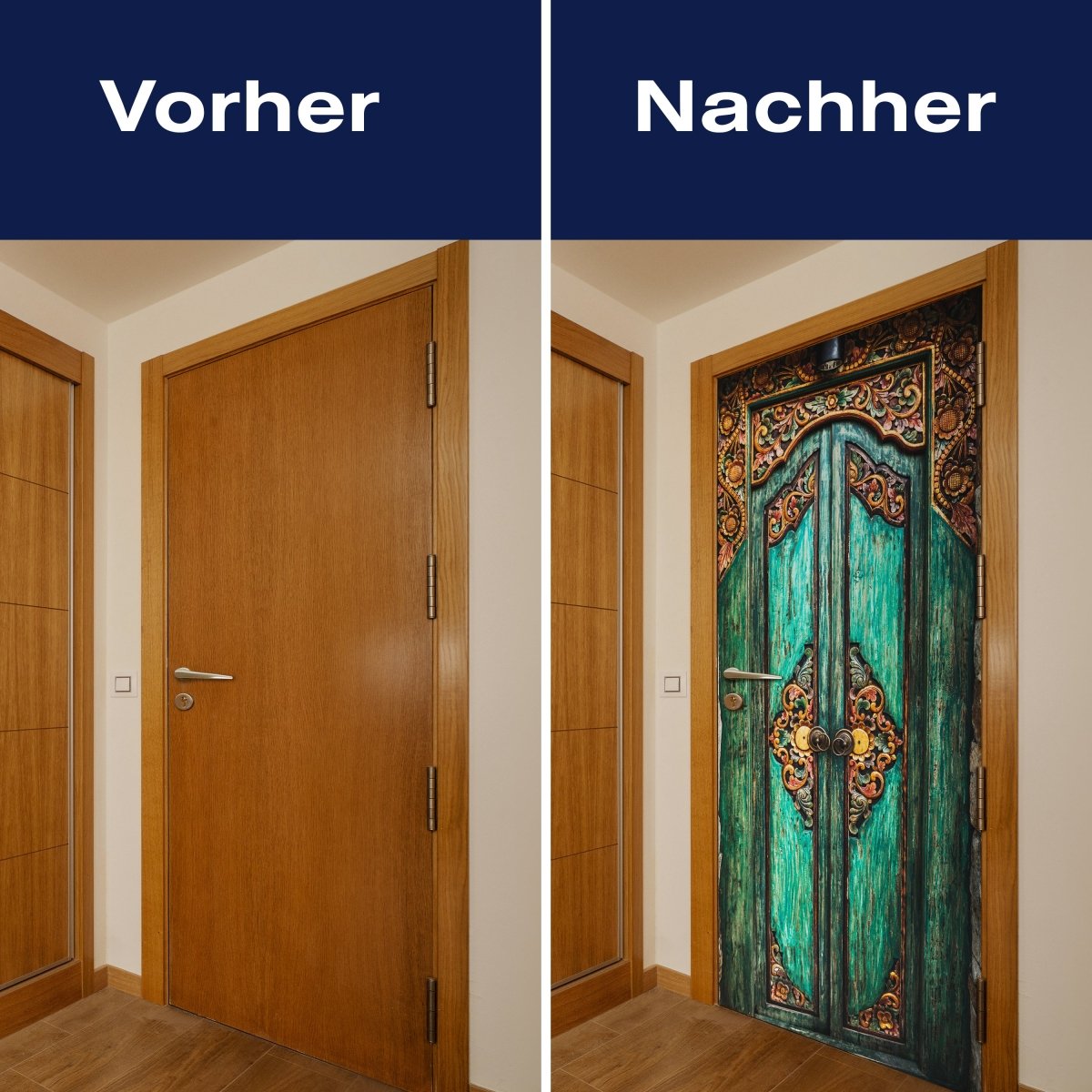 Türtapete dekorierte Holztür, Grün, Tür, Deko M1378 - Bild 10