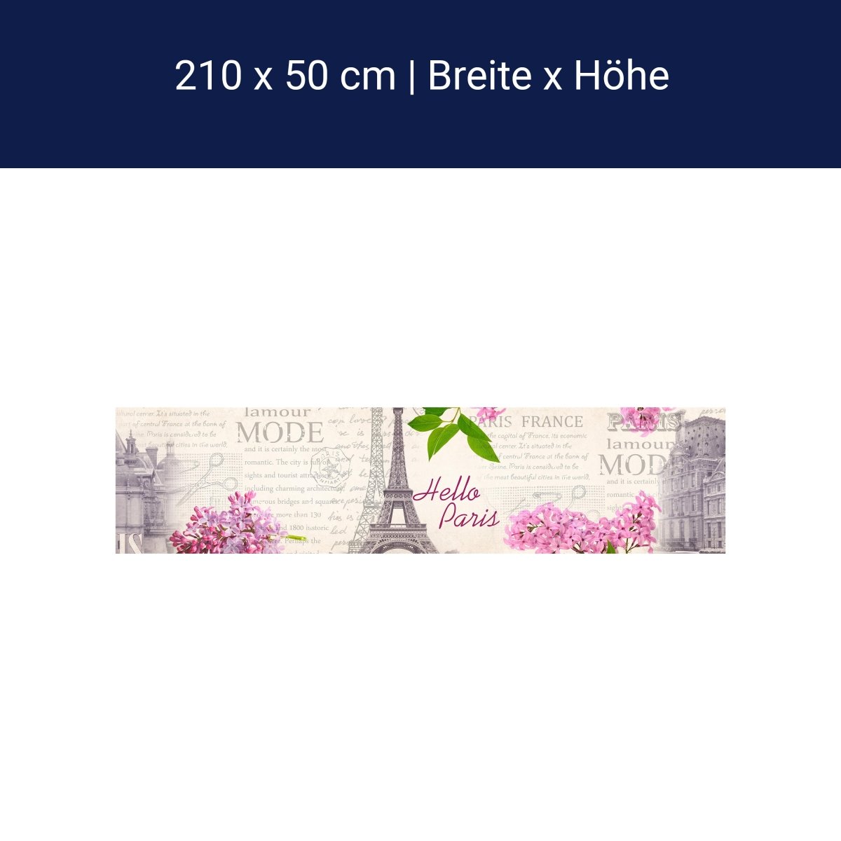 Küchenrückwand Paris Eifelturm Blüten pink rosa text M1389 Küchenrückwand Paris Eifelturm Blüten pink rosa text M1389