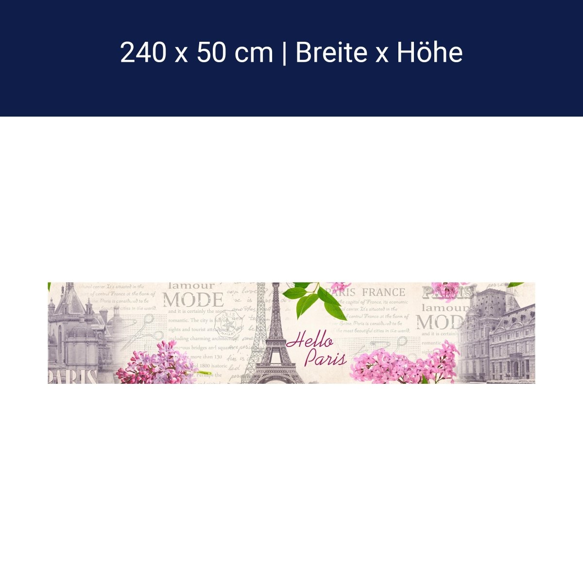 Küchenrückwand Paris Eifelturm Blüten pink rosa text M1389 Küchenrückwand Paris Eifelturm Blüten pink rosa text M1389