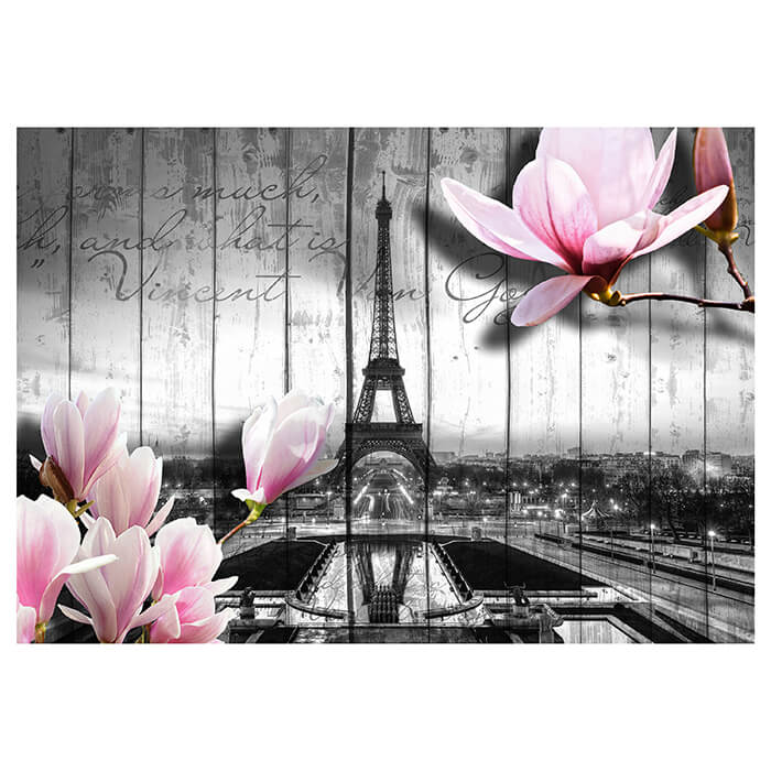 Fototapete Holz Blüten Paris Grau M1588 - Bild 2