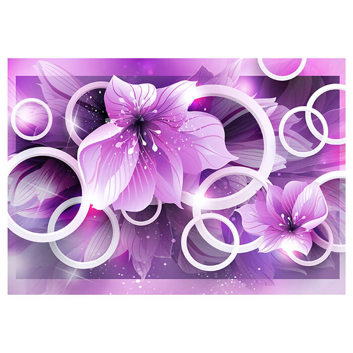 Fototapete Violett Blumen 3D Kreise Blättern M4431 - Bild 2
