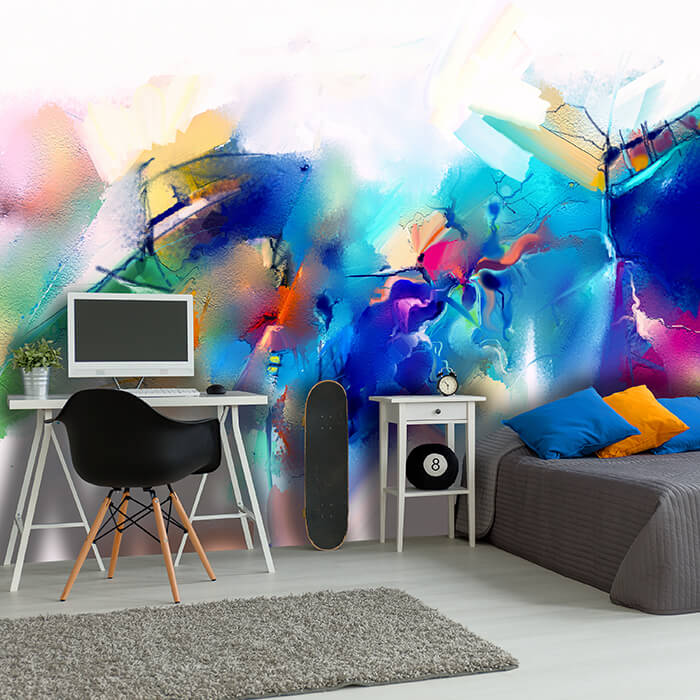 Wall mural painting in different shades of blue M5971