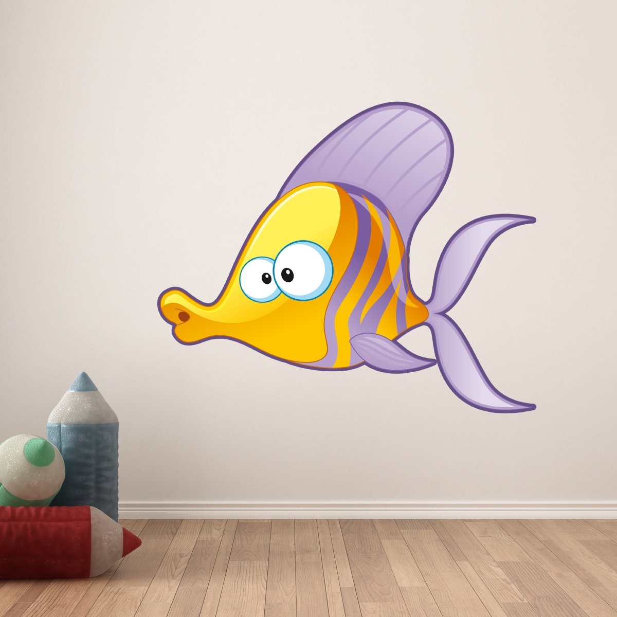 Wandsticker Fisch in Lila & Gelb, Unterwasser, Kind WS00000029 - Bild 6