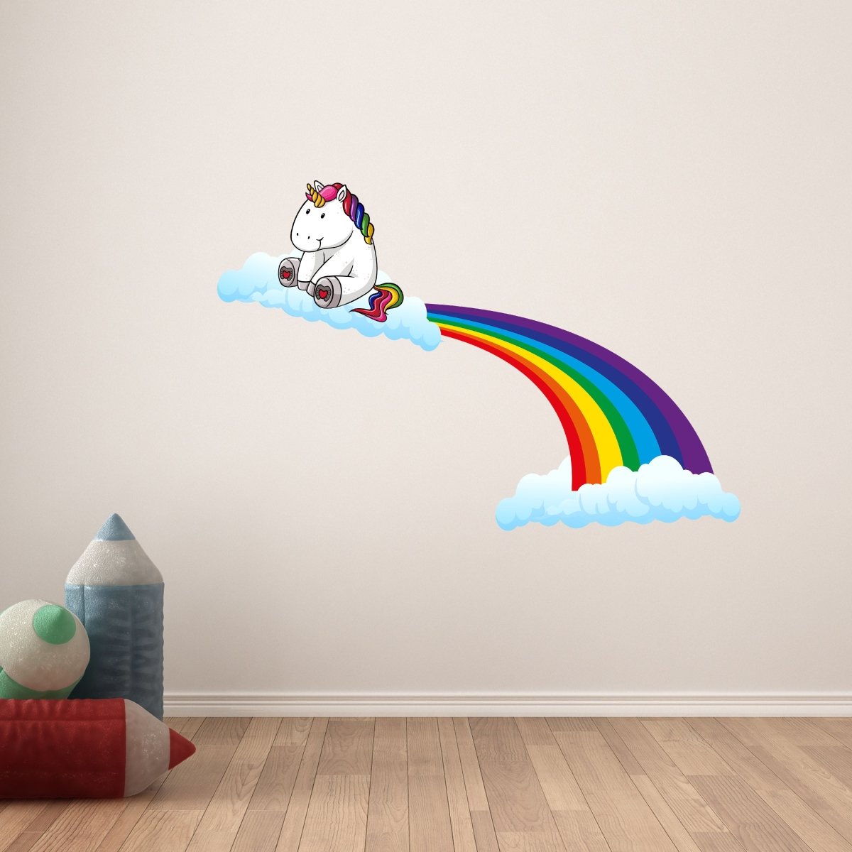 Wandsticker Einhorn schwebt auf Regenbogen, Wolken WS00000132 - Bild 6