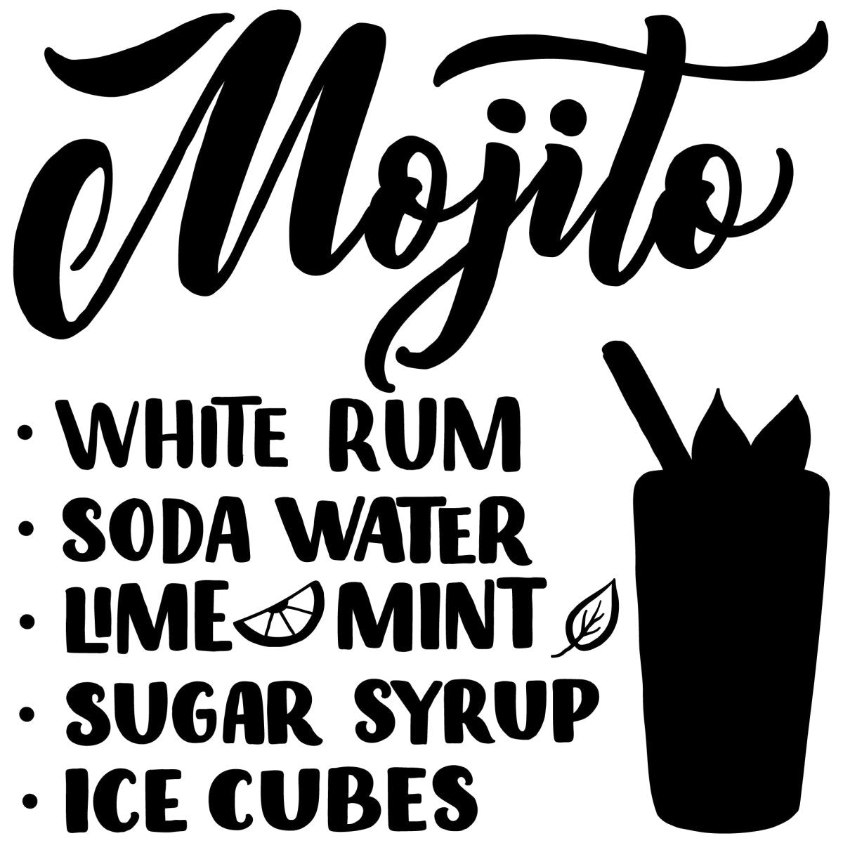 Wandtattoo Rezept Cocktail Mojito WT00000052