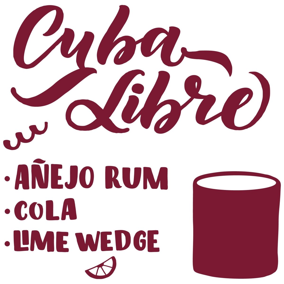 Wandtattoo Rezept Cocktail Cuba Libre WT00000055