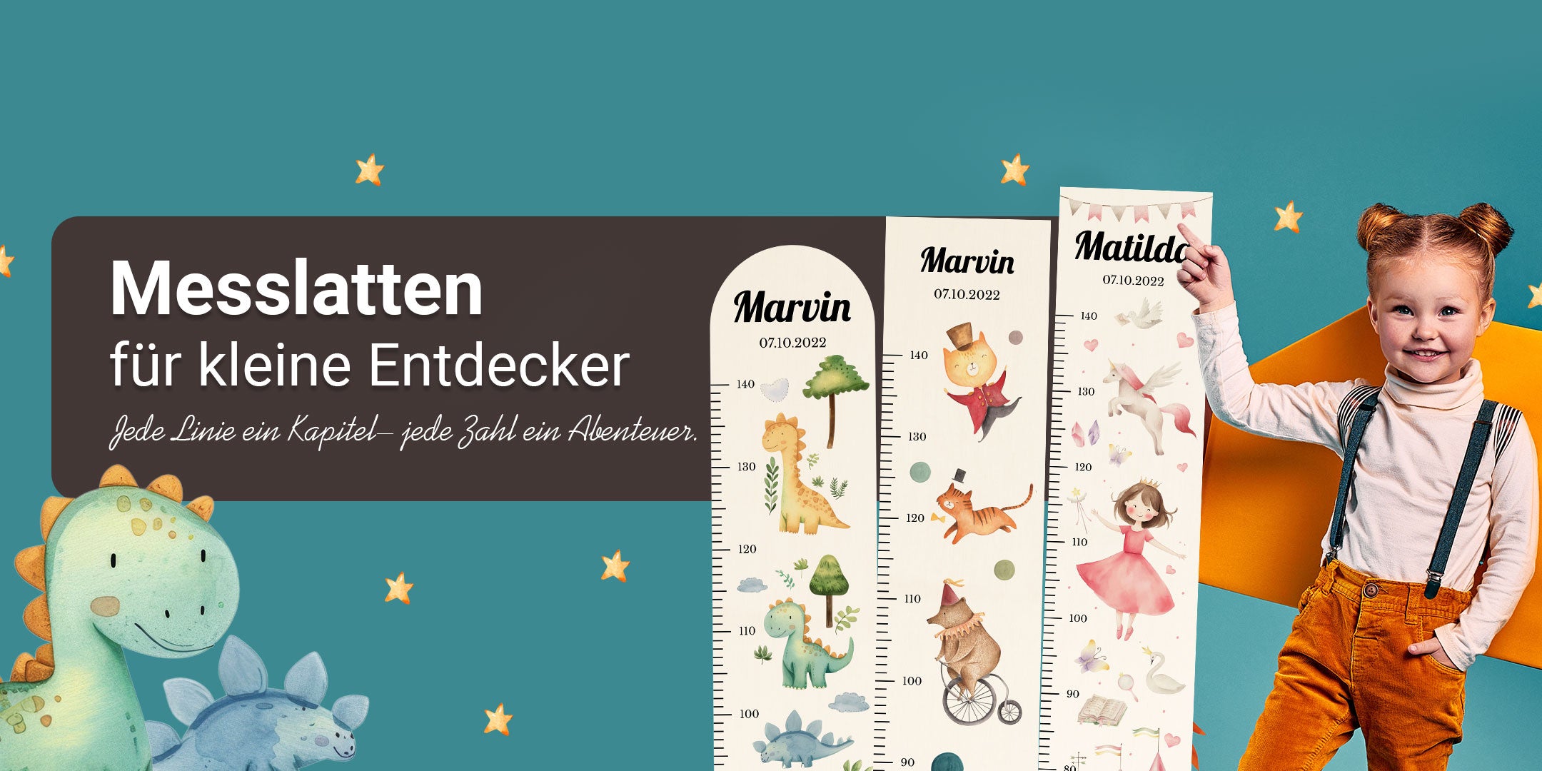 personalisierte Messlatten für Kinder aus Holz