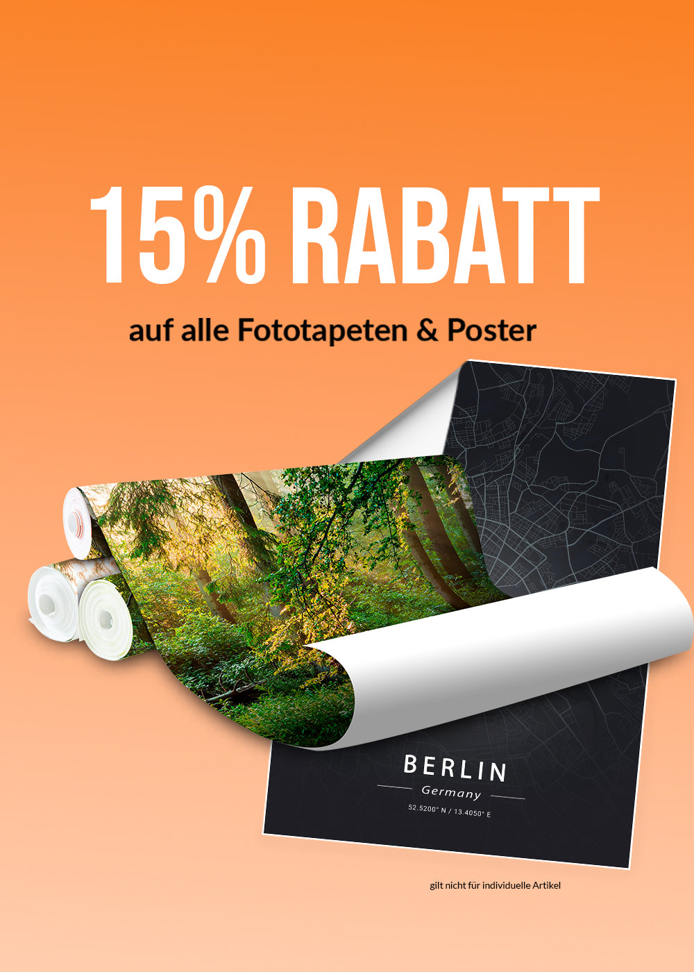 Frühlingsrabatt 15% auf Fototapten und Poster