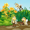 Wall mural nursery bees in the garden M0498