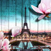 Wood Flowers Paris Eiffel Tower Wall Mural M0543