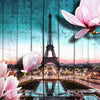 Fototapete Holz Blüten Paris Eiffelturm M0543